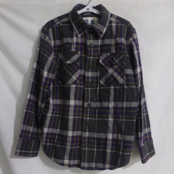 P.S. From Aeropostale, plaid long sleeve button down front shirt, size small, 8